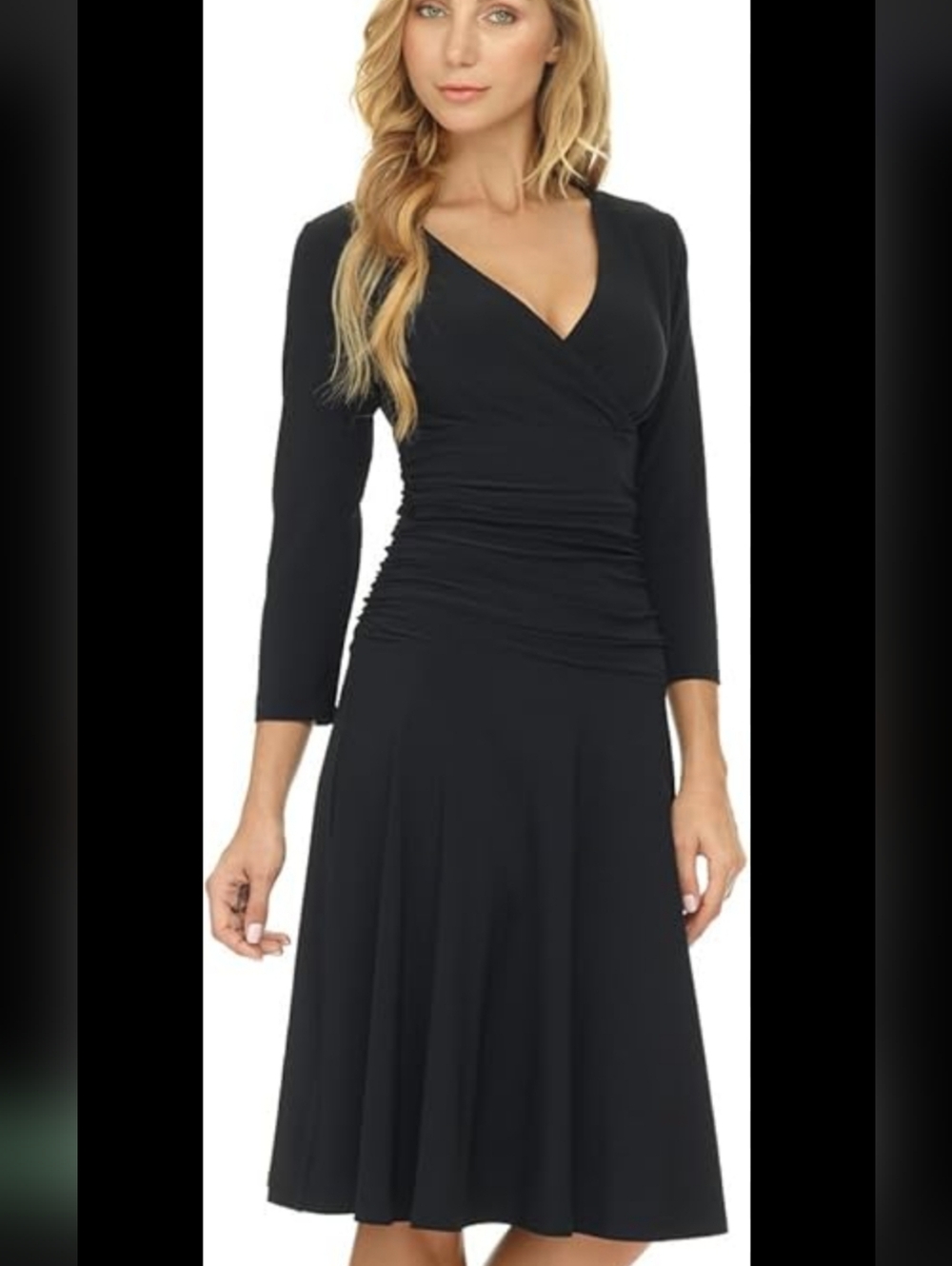 Classic Black Wrap-Style Women's Dress